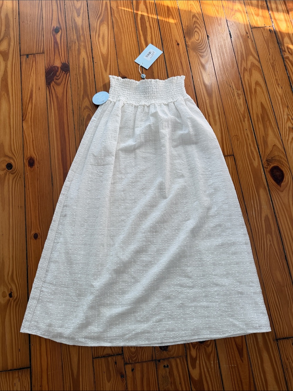 Hill house Delphine Women’s Cream Smocked-Waist nap Skirt xs